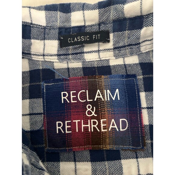 Reclaim & Rethread Upcycled Legacy Flannel Shirt Chicago Cubs Blue Size S/M - Picture 7 of 9